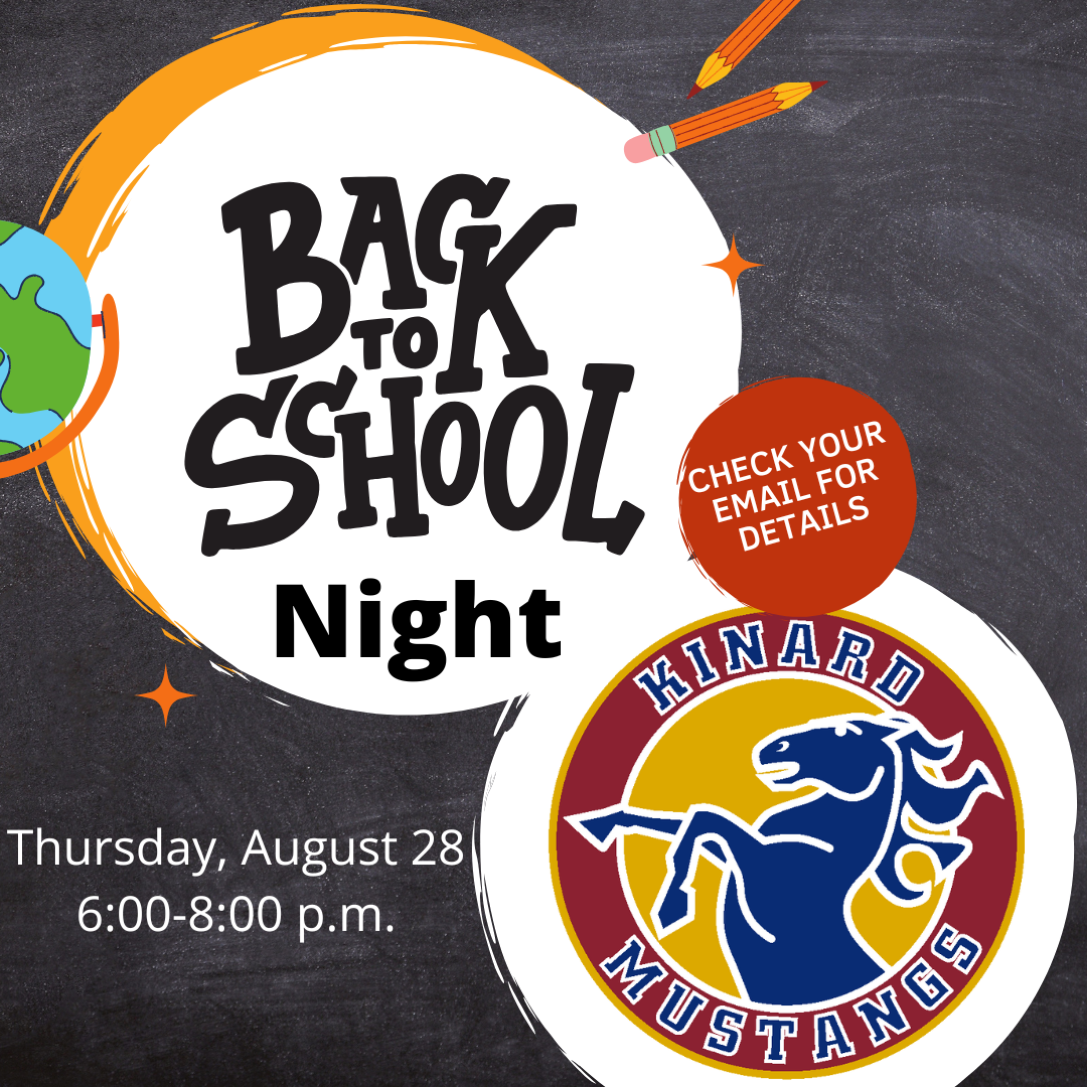 Back to School Night August 28 6-8 PM